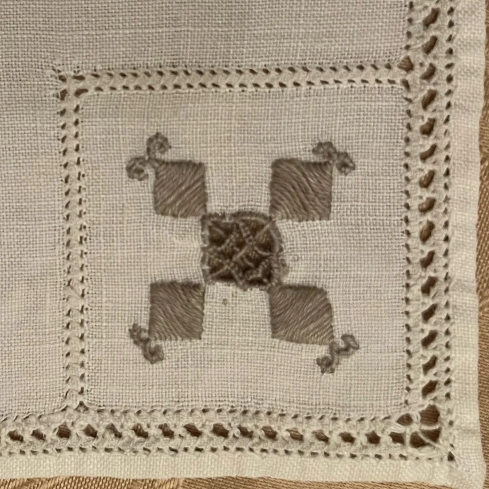 Vintage Linen Tea Napkins Set of 4 | Hand Stitched | Classic Table Linens